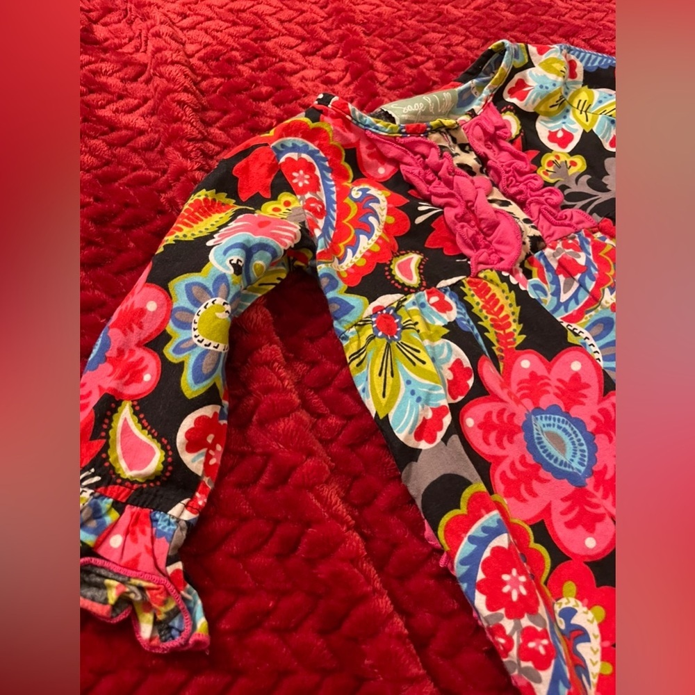 NWOT Baby Girl Boutique Ruffled Floral Pattern Outfit - Picture 4 of 6